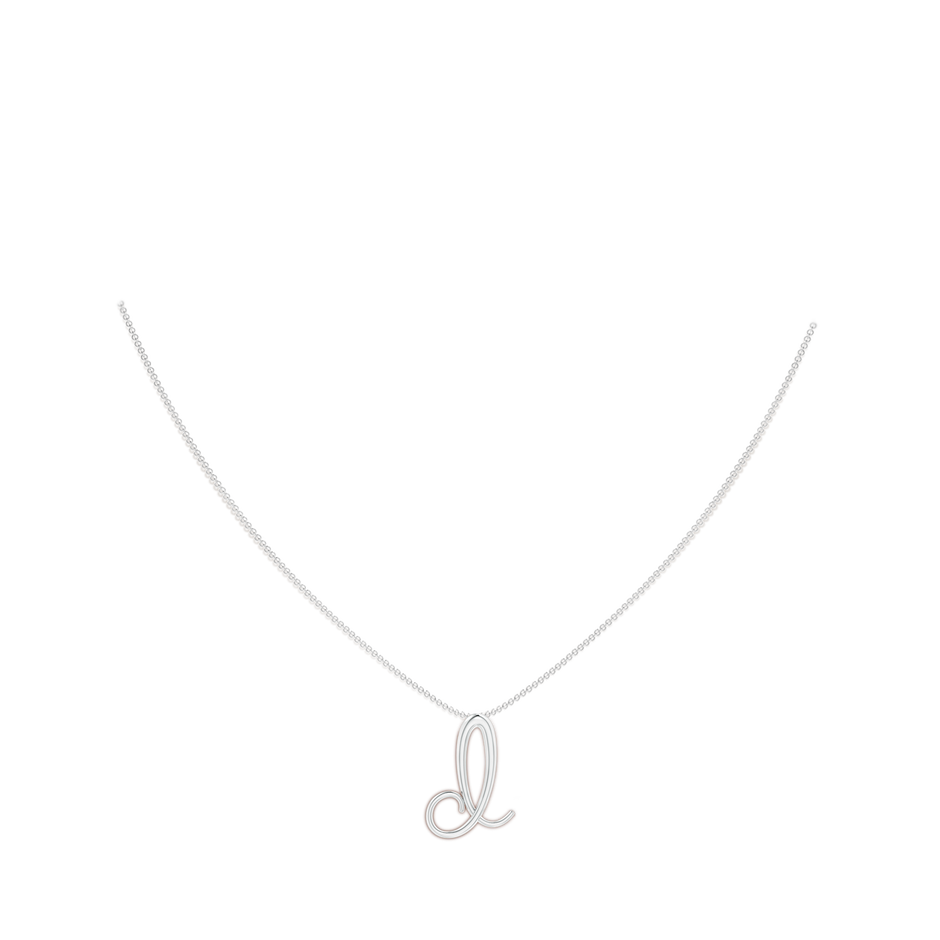 Lowercase "D" Initial Pendant in White Gold body-neck