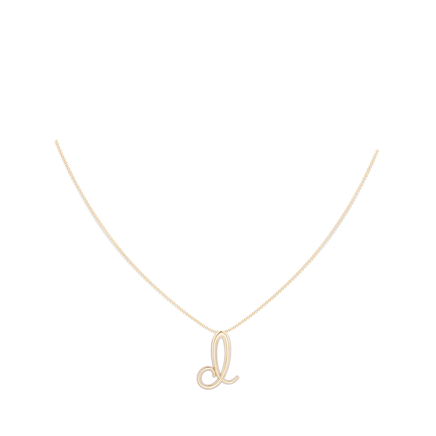 Lowercase "D" Initial Pendant in Yellow Gold - body_neck