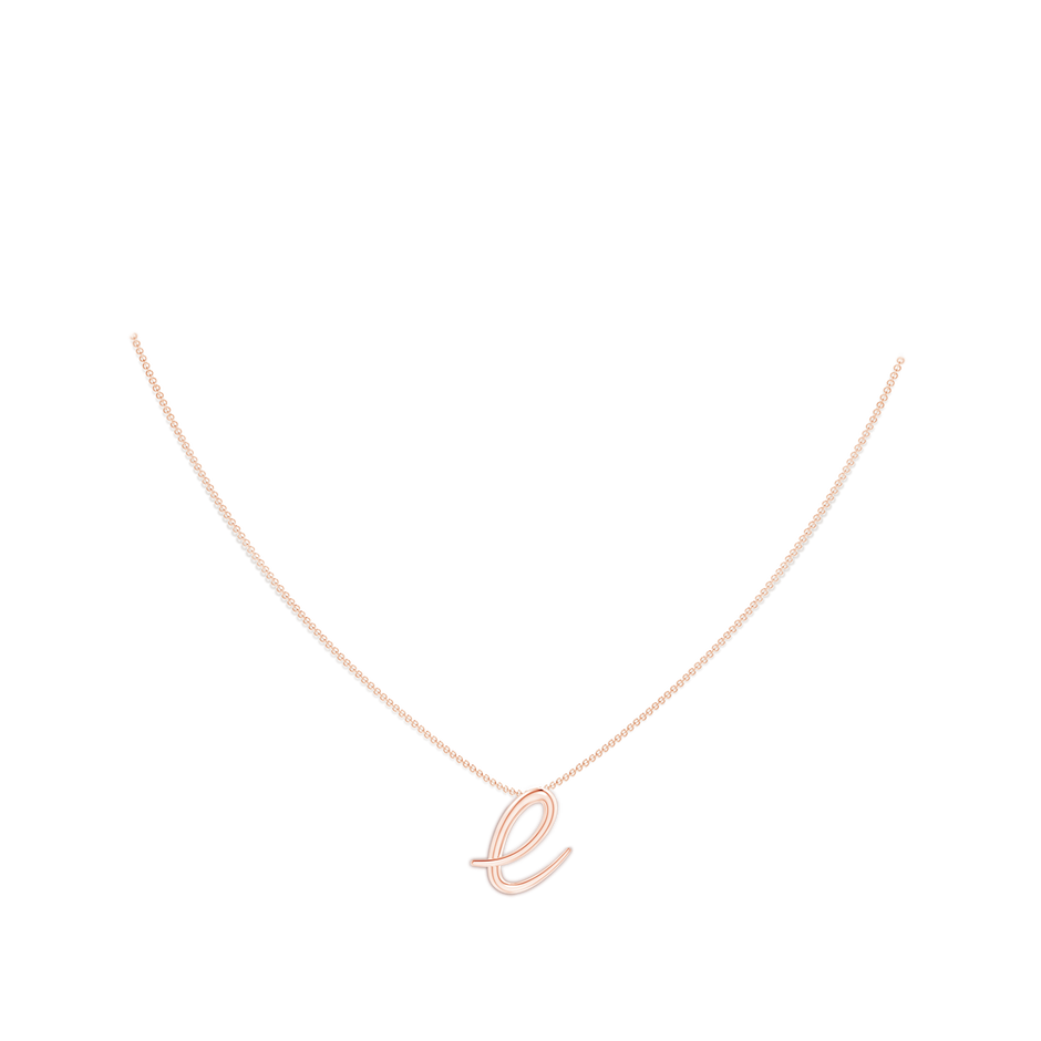 Lowercase "E" Initial Pendant in 10K Rose Gold body-neck