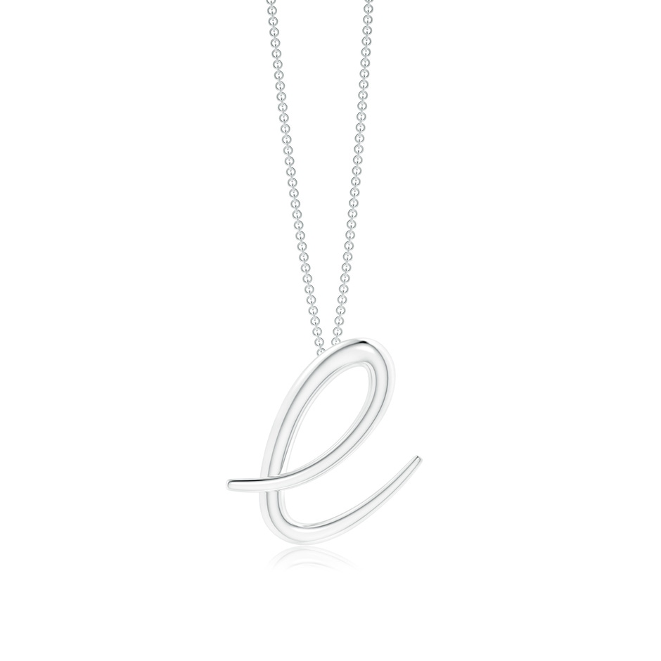 Lowercase "E" Initial Pendant in White Gold 