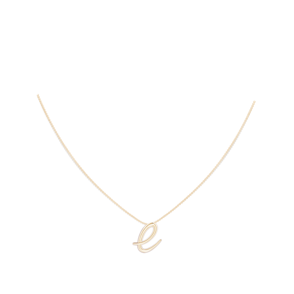 Lowercase "E" Initial Pendant in Yellow Gold Body-Neck