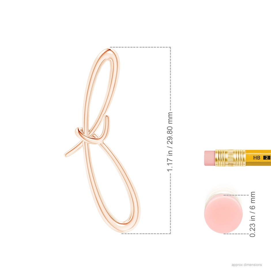 Lowercase "F" Initial Pendant in 10K Rose Gold ruler