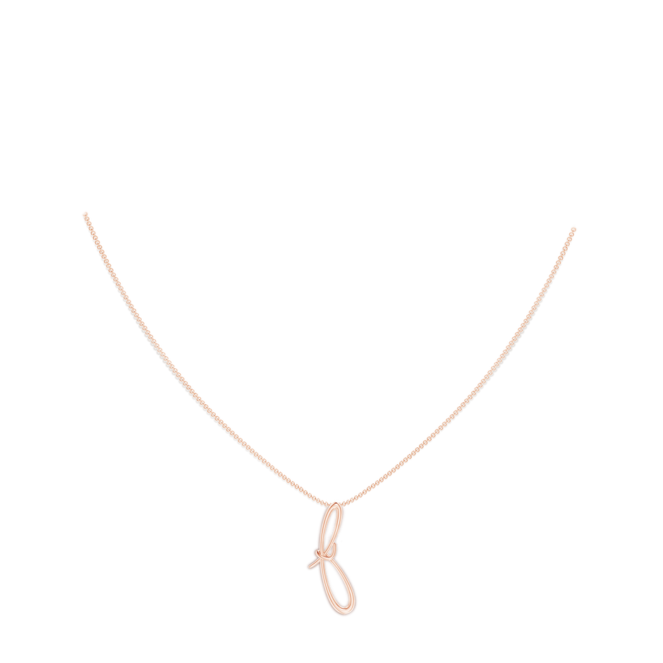 Lowercase "F" Initial Pendant in 10K Rose Gold body-neck