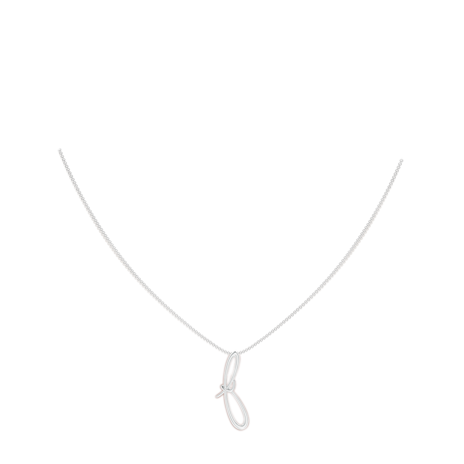 Lowercase "F" Initial Pendant in White Gold body-neck