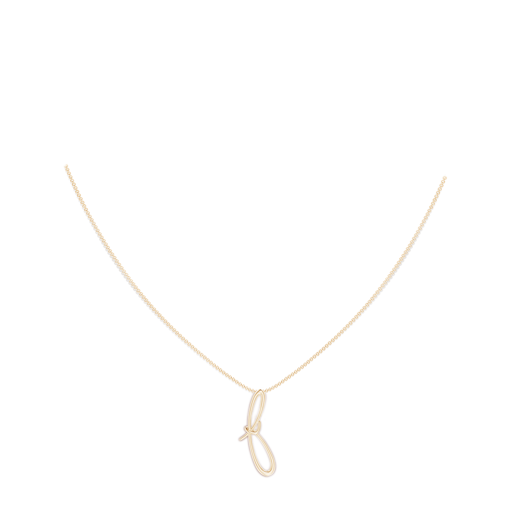 Lowercase "F" Initial Pendant in Yellow Gold Body-Neck
