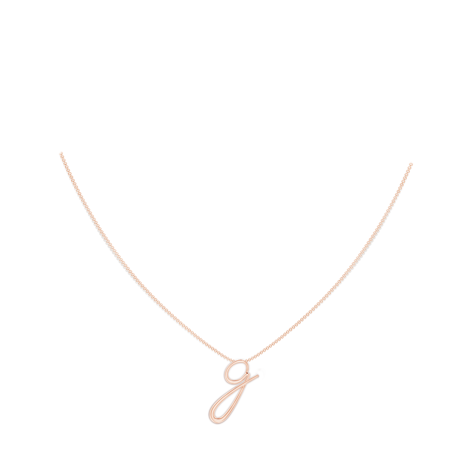 Lowercase "G" Initial Pendant in 10K Rose Gold body-neck