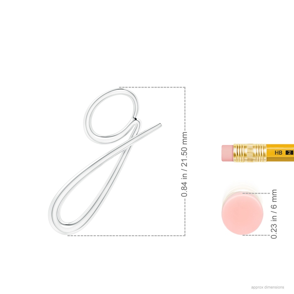 Lowercase "G" Initial Pendant in White Gold ruler