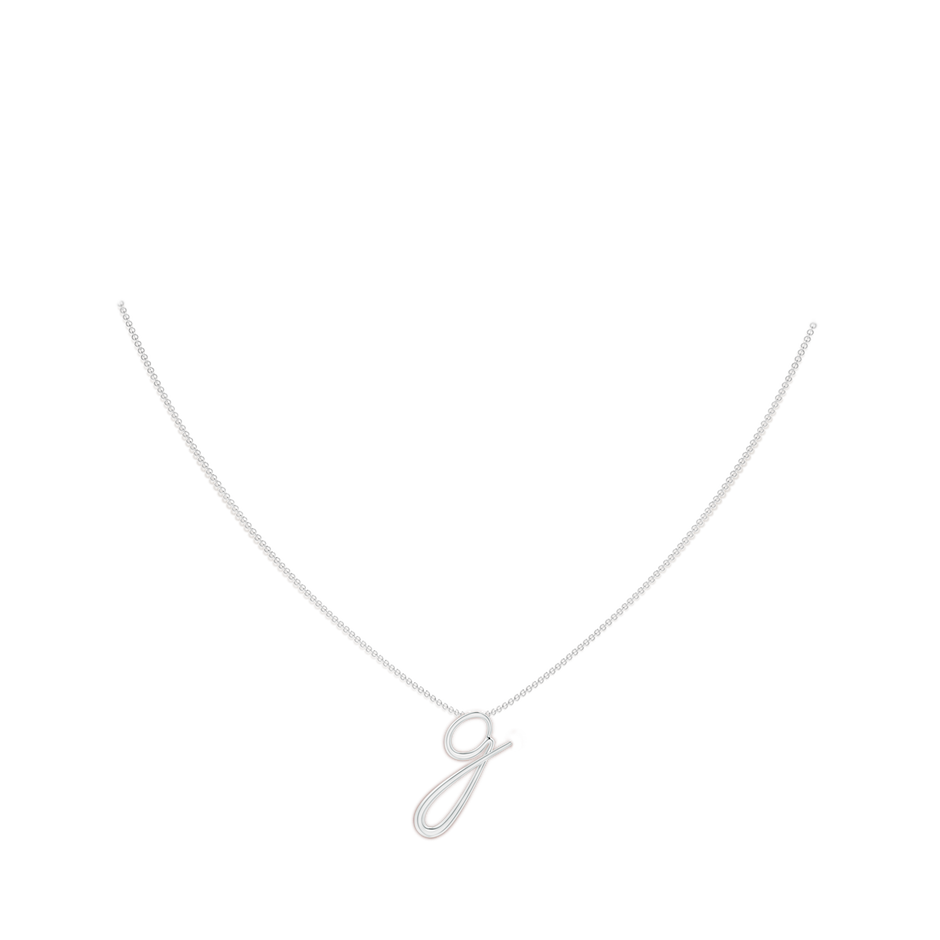 Lowercase "G" Initial Pendant in White Gold body-neck