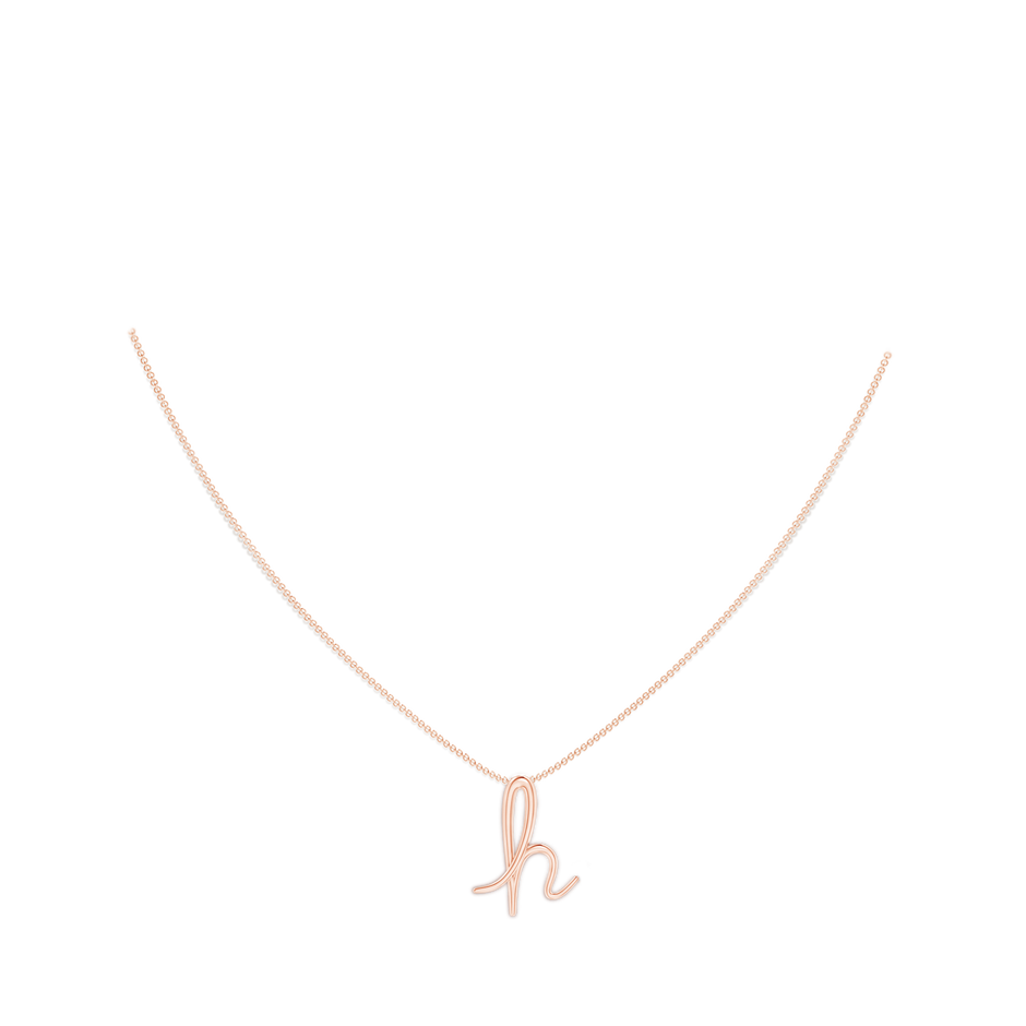 Lowercase "H" Initial Pendant in 10K Rose Gold body-neck