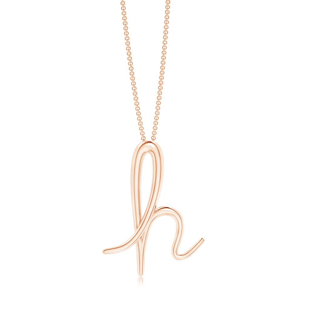 Lowercase "H" Initial Pendant in 9K Rose Gold