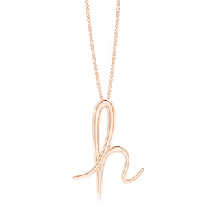 Lowercase "H" Initial Pendant in 9K Rose Gold