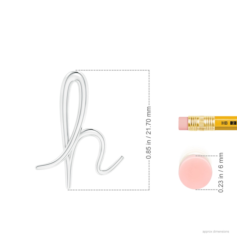 Lowercase "H" Initial Pendant in P950 Platinum ruler