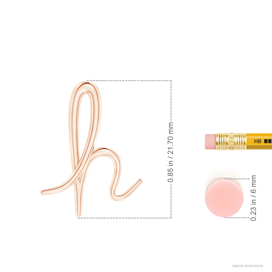 Lowercase "H" Initial Pendant in Rose Gold ruler