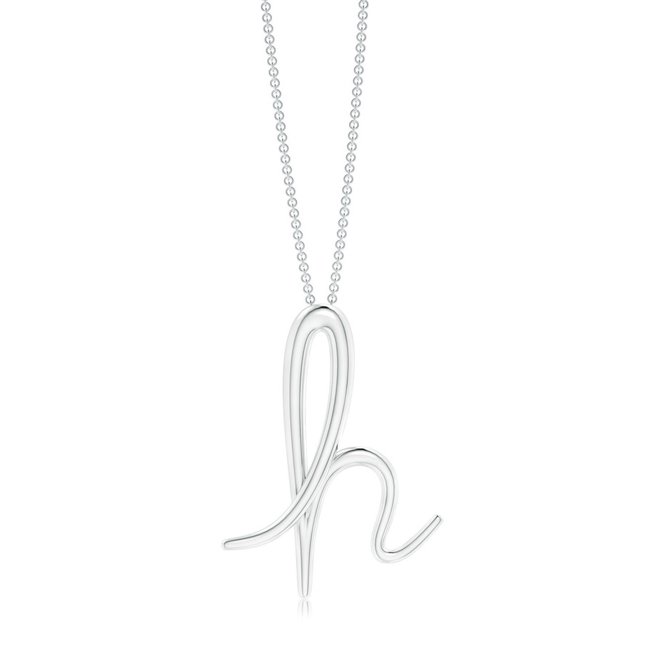 Lowercase "H" Initial Pendant in White Gold 