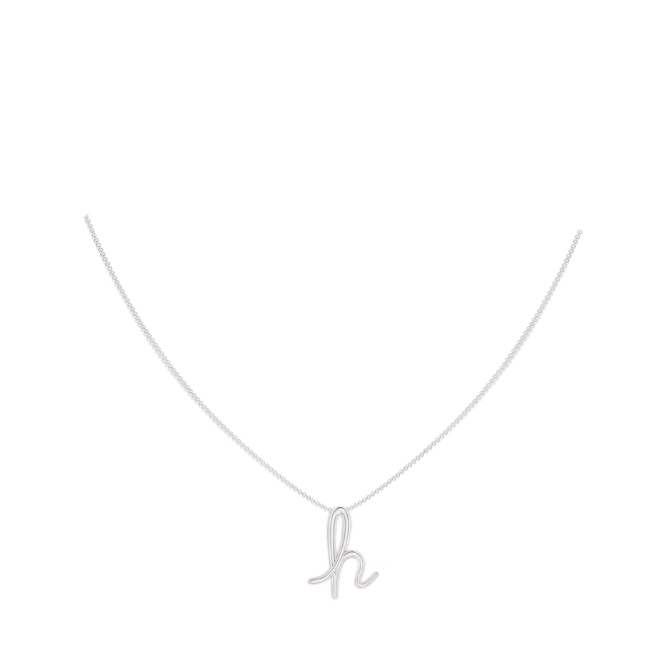 Lowercase "H" Initial Pendant in White Gold Body-Neck