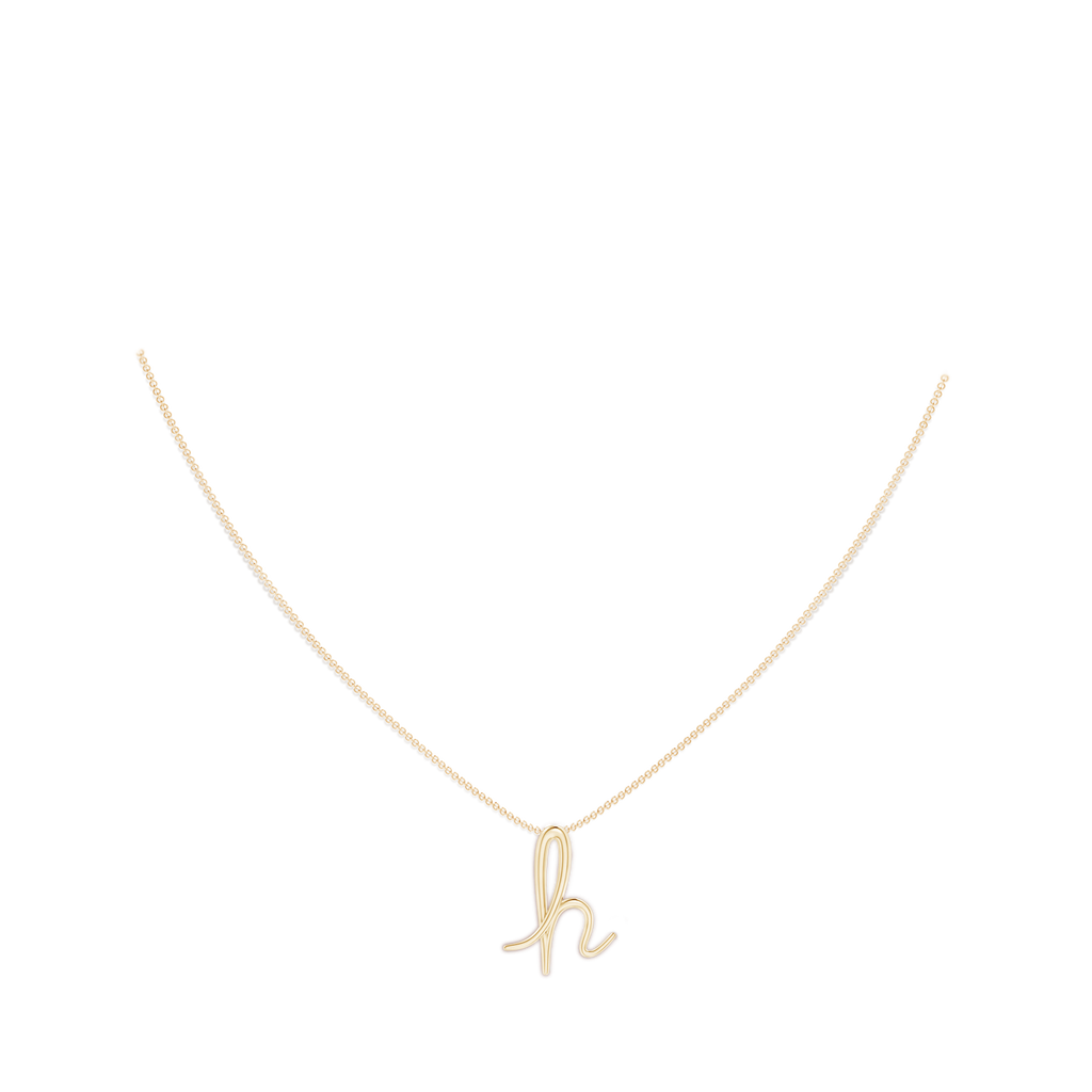 Lowercase "H" Initial Pendant in Yellow Gold Body-Neck