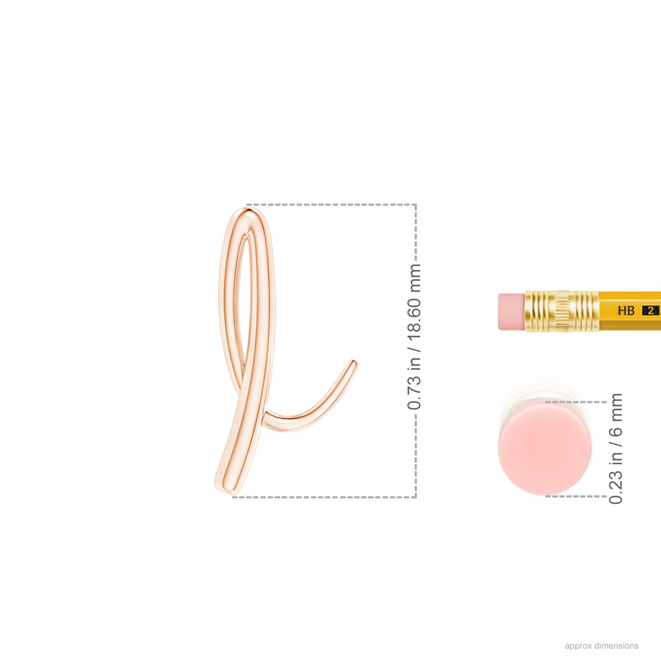 Lowercase "I" Initial Pendant in Rose Gold Ruler