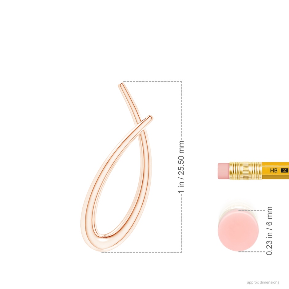 Lowercase "J" Initial Pendant in 10K Rose Gold ruler