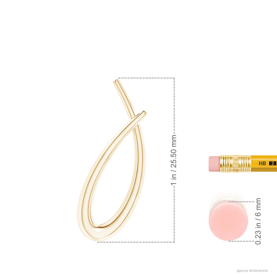 Lowercase "J" Initial Pendant in Yellow Gold ruler