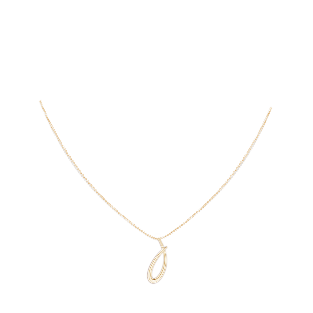 Lowercase "J" Initial Pendant in Yellow Gold Body-Neck