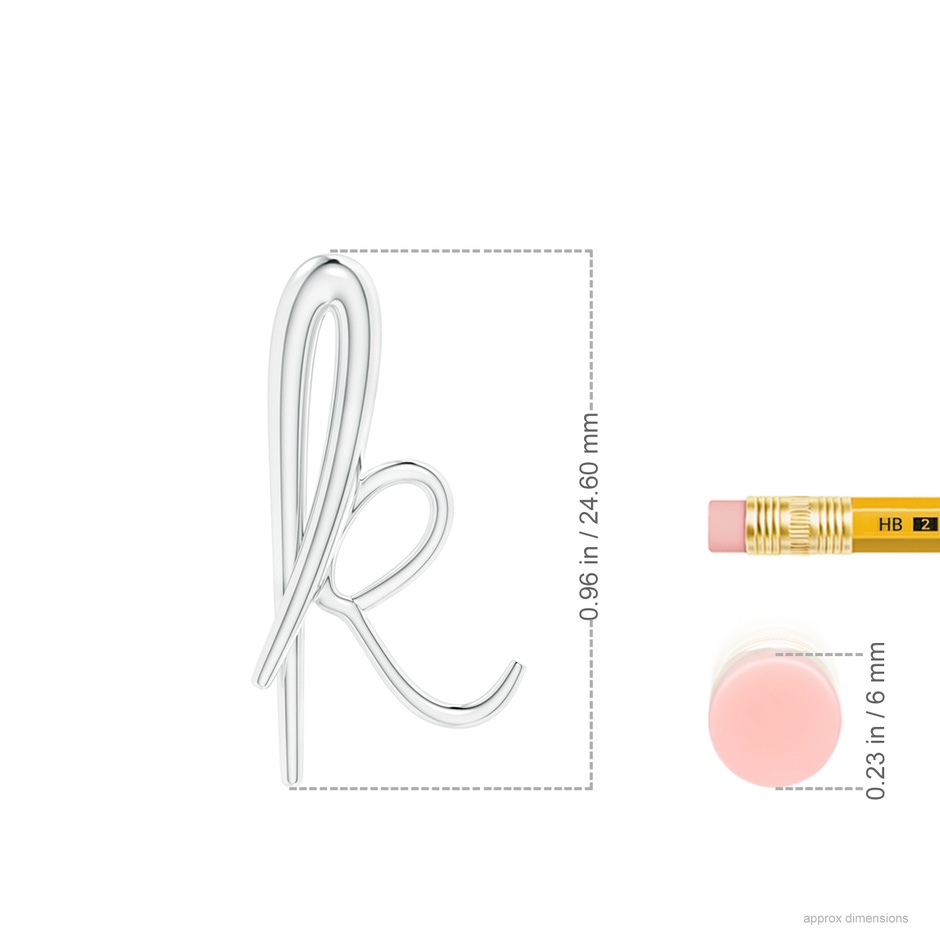 Lowercase "K" Initial Pendant in P950 Platinum ruler