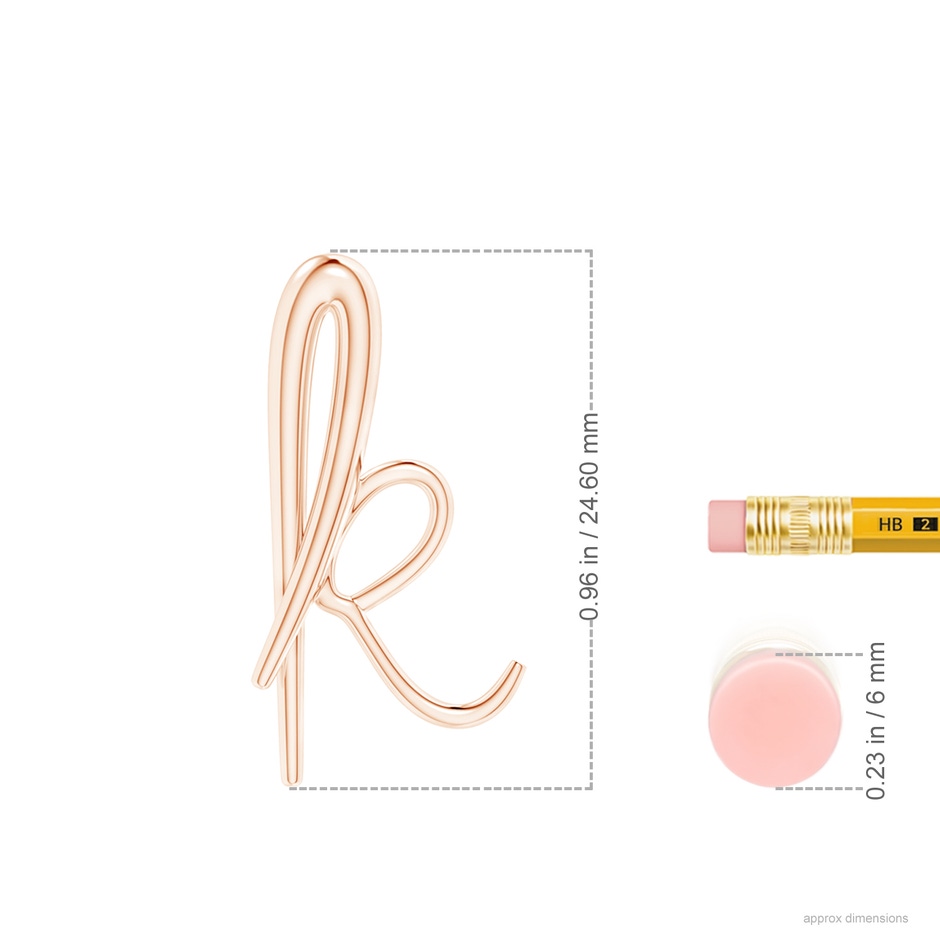 Lowercase "K" Initial Pendant in Rose Gold ruler