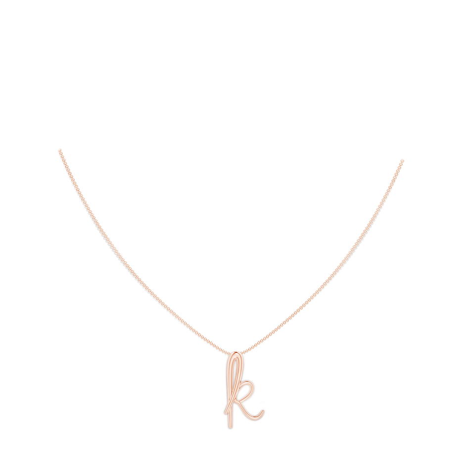 Lowercase "K" Initial Pendant in Rose Gold body-neck