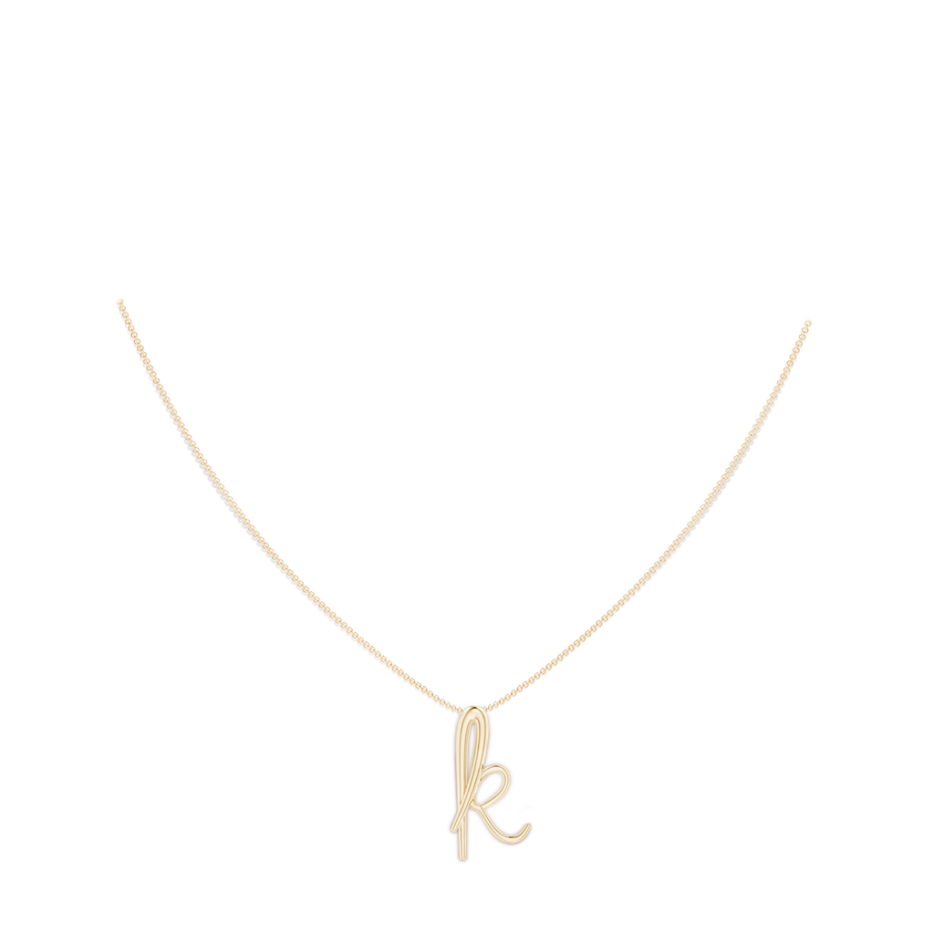 Lowercase "K" Initial Pendant in Yellow Gold Body-Neck