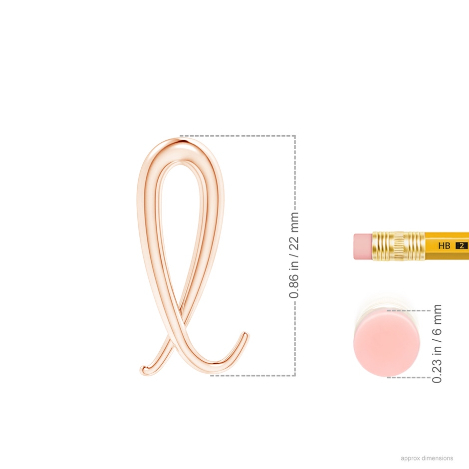 Lowercase "L" Initial Pendant in Rose Gold ruler