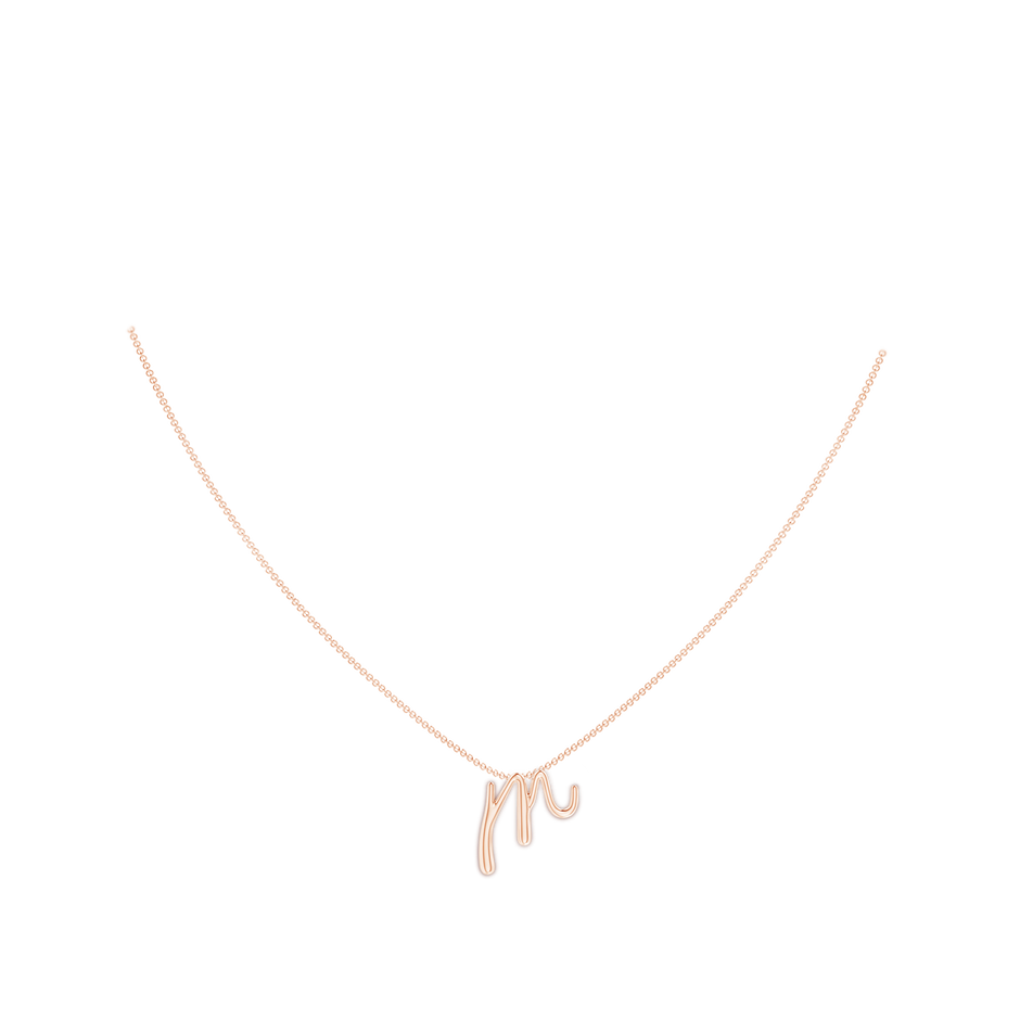 Lowercase "M" Initial Pendant in 10K Rose Gold body-neck