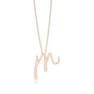 Lowercase "M" Initial Pendant in Rose Gold