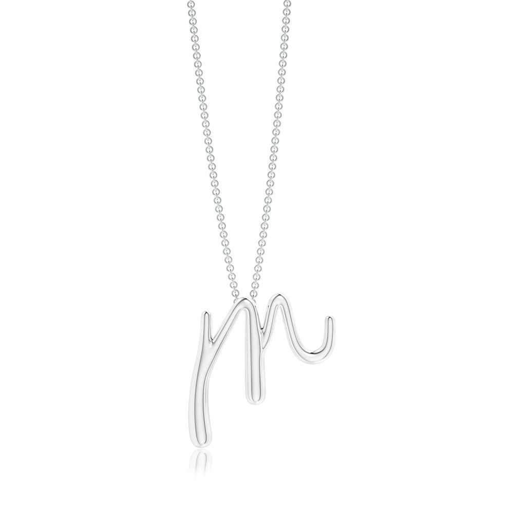 Lowercase "M" Initial Pendant in White Gold