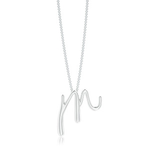 Lowercase "M" Initial Pendant in White Gold