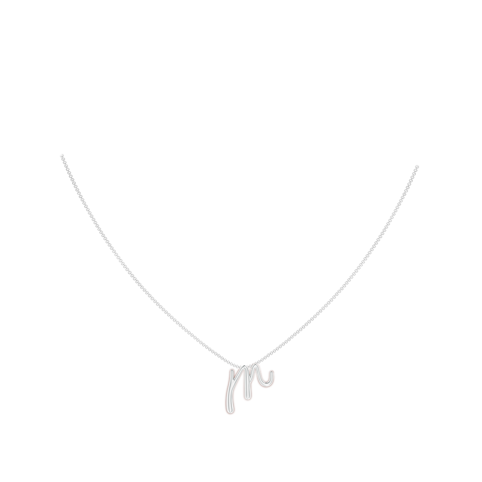 Lowercase "M" Initial Pendant in White Gold Body-Neck