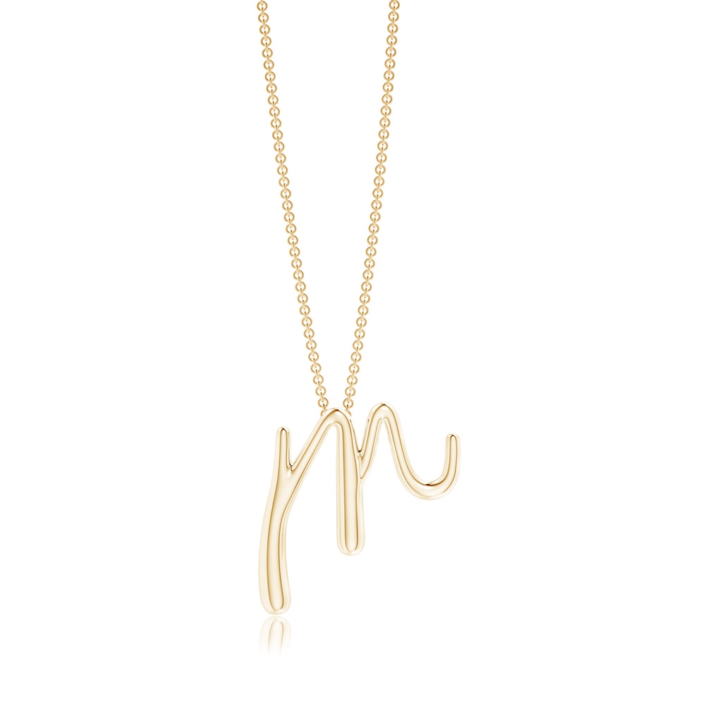 Lowercase "M" Initial Pendant in Yellow Gold