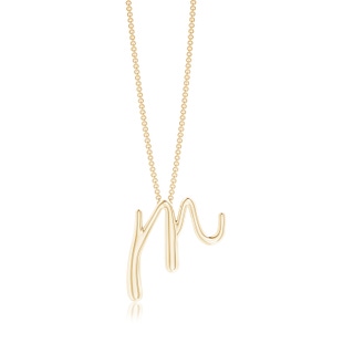 Lowercase "M" Initial Pendant in Yellow Gold