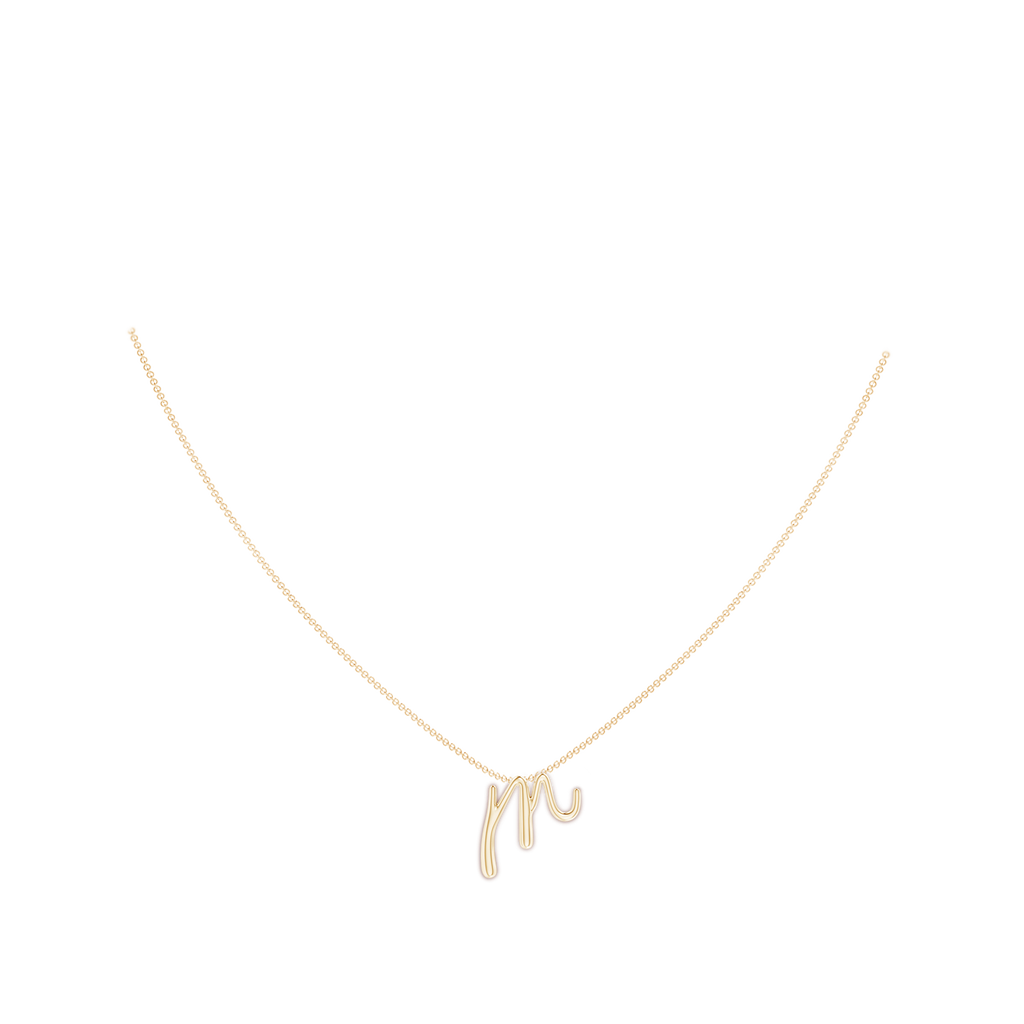 Lowercase "M" Initial Pendant in Yellow Gold Body-Neck