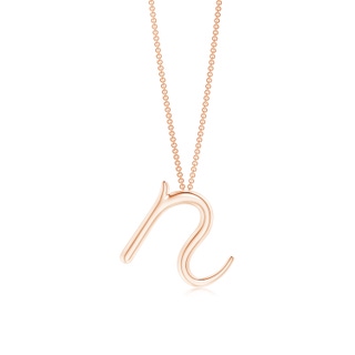 Lowercase "N" Initial Pendant in 9K Rose Gold