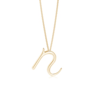 Lowercase "N" Initial Pendant in 9K Yellow Gold