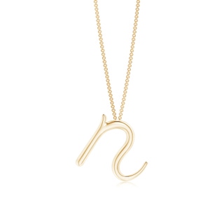 Lowercase "N" Initial Pendant in Yellow Gold