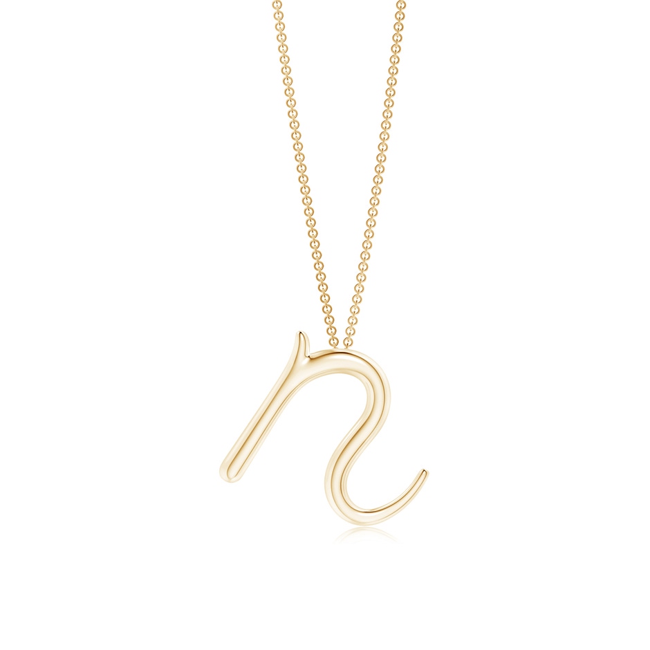 Lowercase "N" Initial Pendant in Yellow Gold 