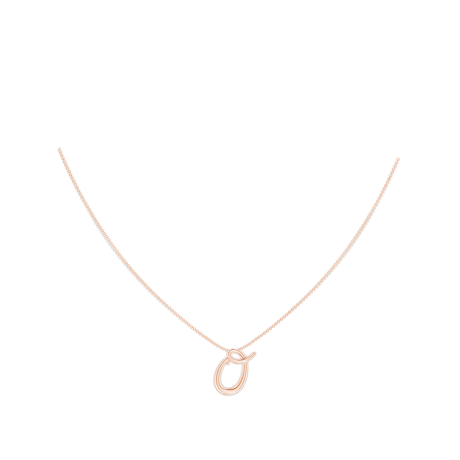 Lowercase "O" Initial Pendant in 10K Rose Gold body-neck