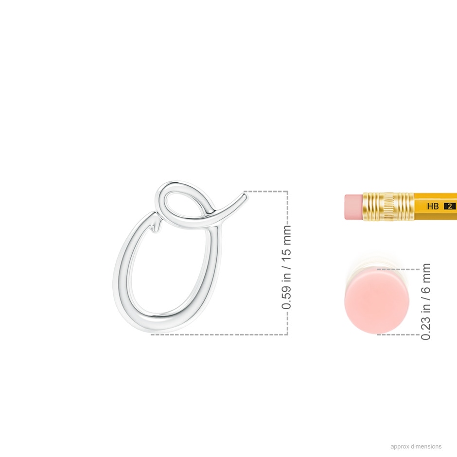 Lowercase "O" Initial Pendant in P950 Platinum ruler