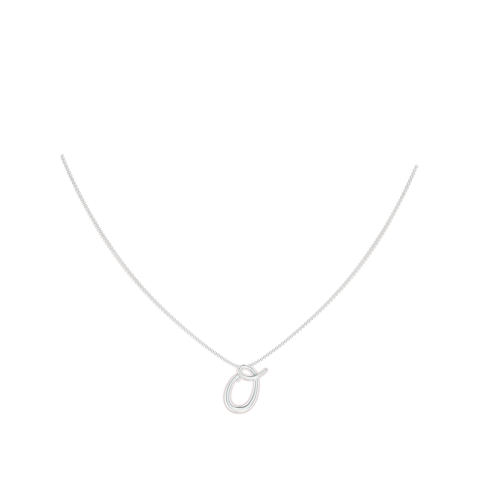 Lowercase "O" Initial Pendant in White Gold Body-Neck