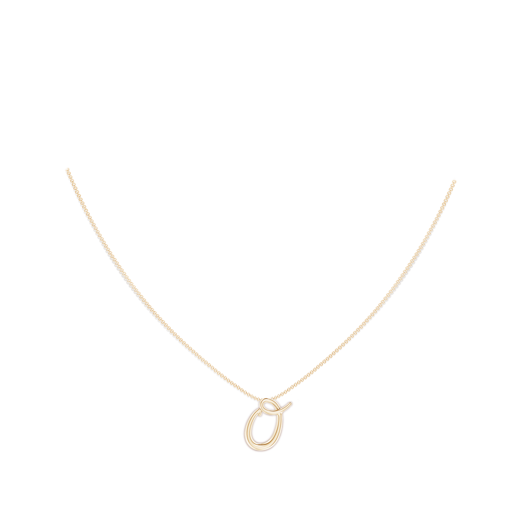Lowercase "O" Initial Pendant in Yellow Gold Body-Neck