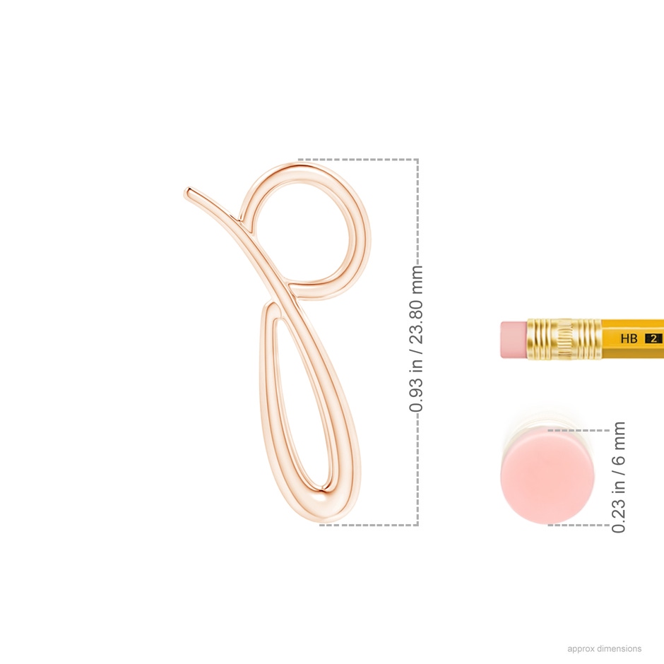 Lowercase "P" Initial Pendant in 10K Rose Gold ruler
