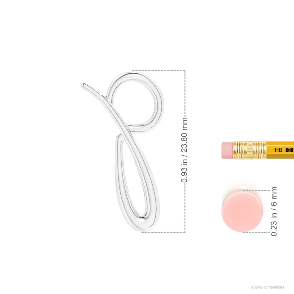Lowercase "P" Initial Pendant in P950 Platinum ruler