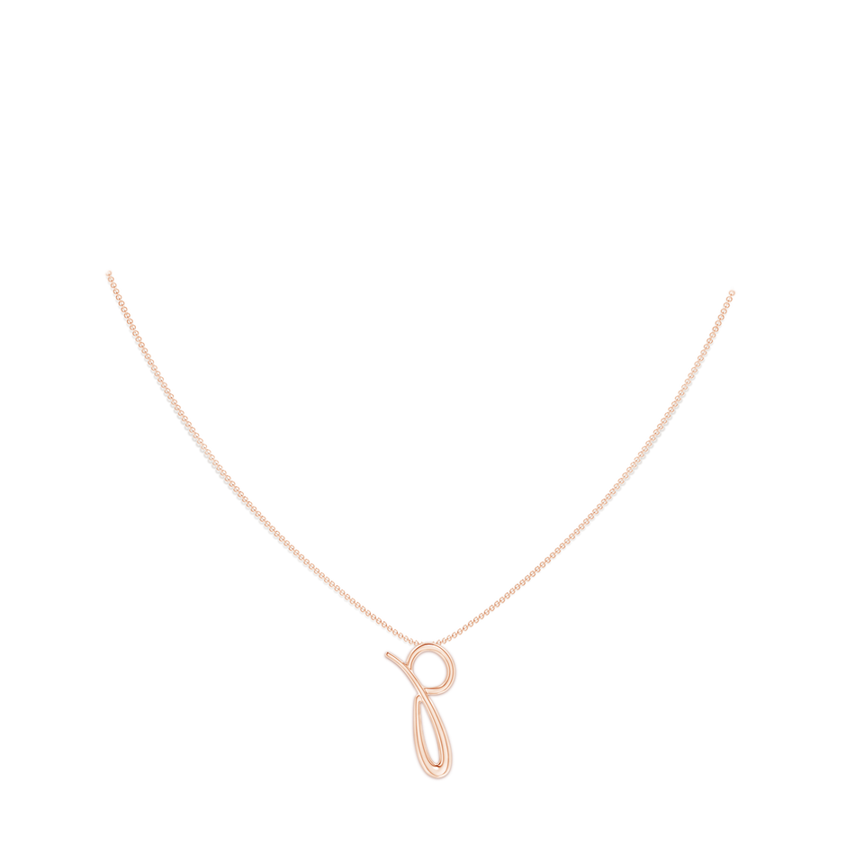 Lowercase "P" Initial Pendant in Rose Gold Body-Neck