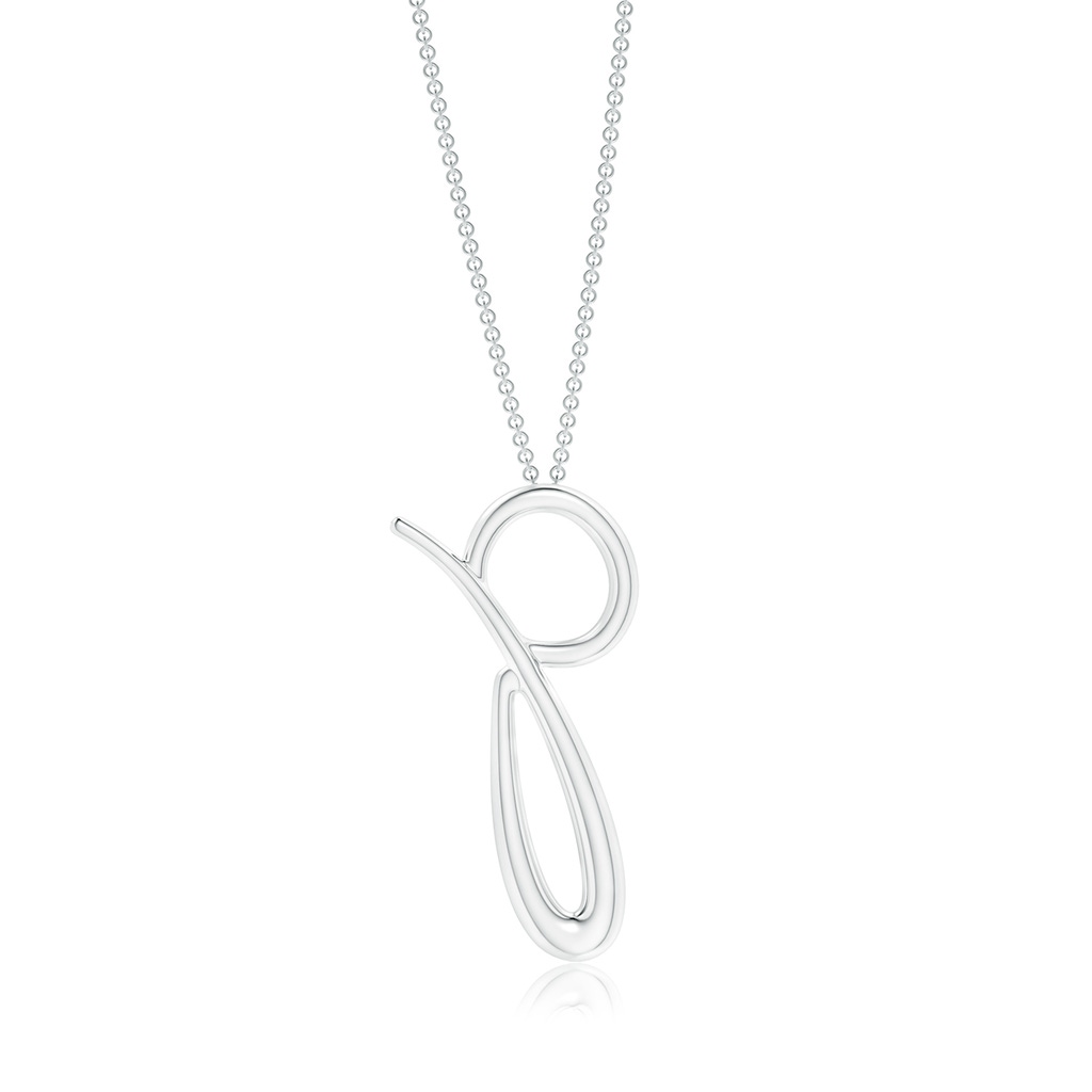 Lowercase "P" Initial Pendant in White Gold