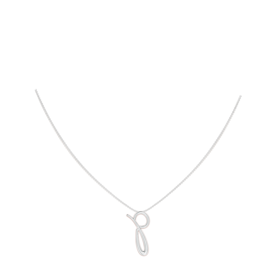 Lowercase "P" Initial Pendant in White Gold Body-Neck